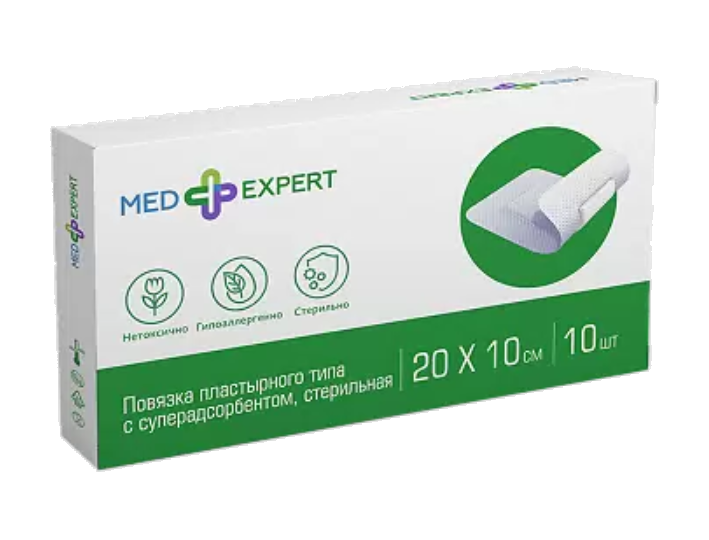 фото упаковки Med Expert Повязка пластырного типа с суперадсорбентом