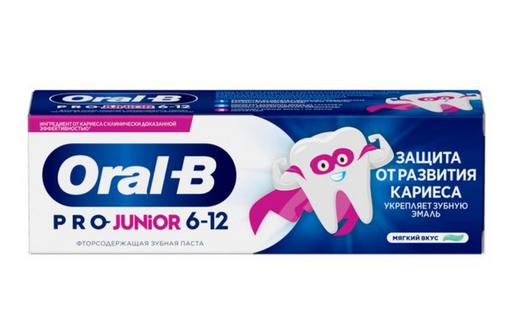 Oral-B Junior Паста зубная вкус мягкий, для детей 6-12 лет, паста зубная, мята, 75 мл, 1 шт.
