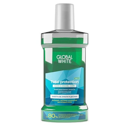 Global White Ополаскиватель забота об эмали и деснах, фруктовый микс, 300 мл, 1 шт.