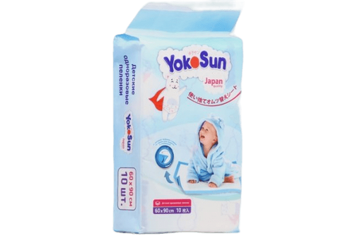 Yokosun Пеленки одноразовые детские, 60х90 см, 10 шт.