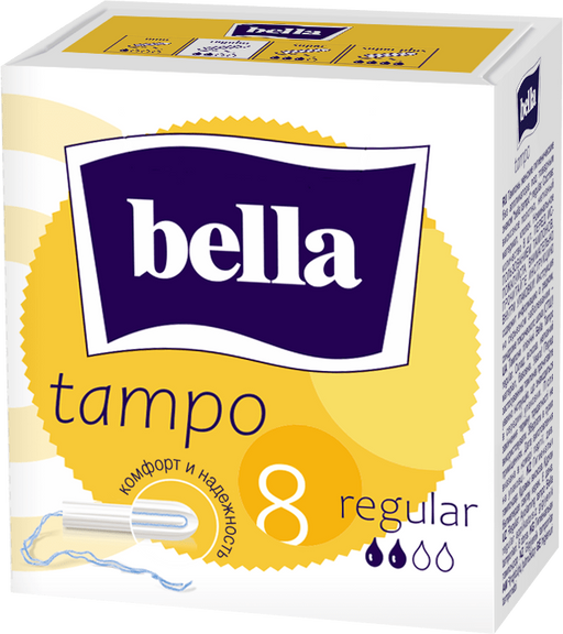 Bella Тампоны Регуляр, тампоны женские гигиенические, 2 капли, 8 шт.