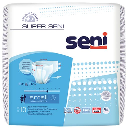 Seni Super Подгузники для взрослых, Small S (1), 55-80 см, 10 шт.