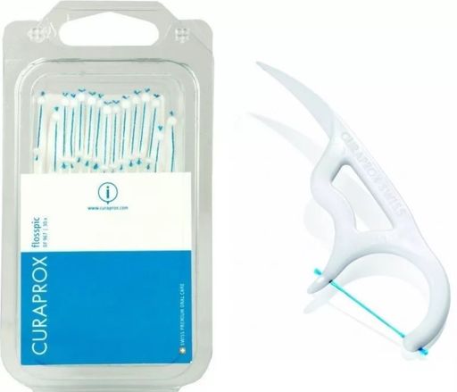 Curaprox Нить межзубная с пластиковым держателем, DF967 Flosspic, нить зубная, 30 шт.