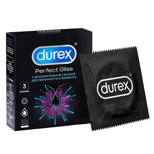 Презервативы Durex Perfect Gliss из натурального латекса, презерватив, 3 шт.
