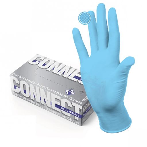 Перчатки смотровые Connect Blue Nitrile нитриловые, L, перчатки неопудренные нестерильные, пара, 50 шт.