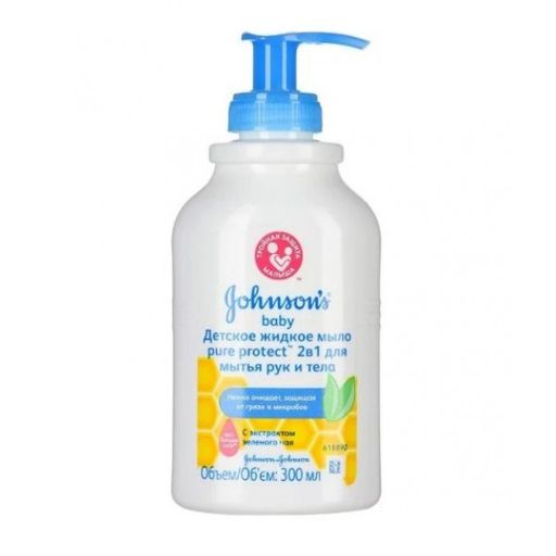 Johnson's Baby Pure Protect детское жидкое мыло 2в1 для мытья рук и тела, мыло жидкое, 300 мл, 1 шт.
