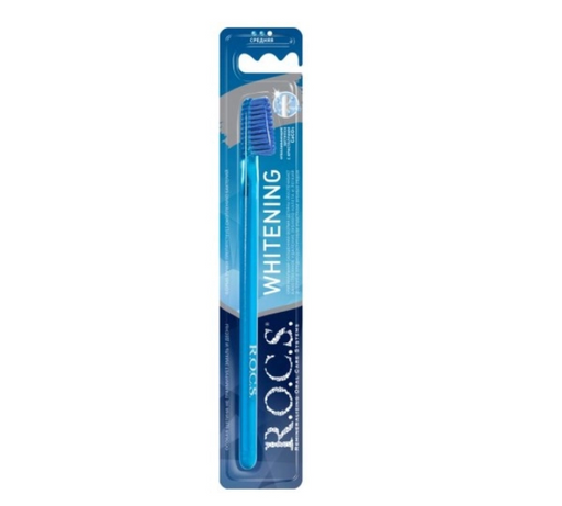 ROCS Зубная щетка отбеливающая, цвета в ассортименте, щетка зубная, средней жесткости, 1 шт.