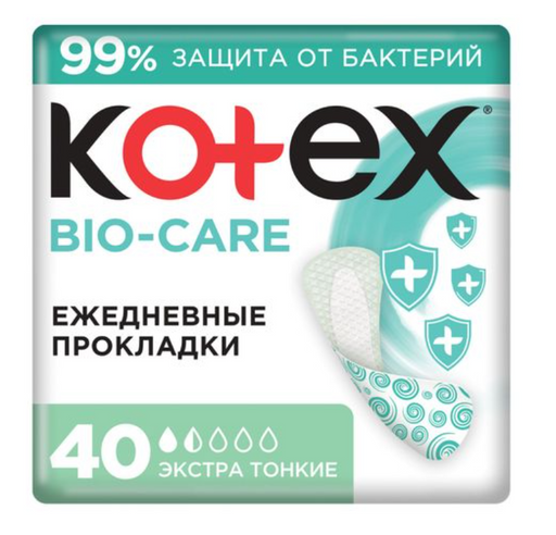 Kotex Antibacterial Bio Care Прокладки ежедневные, экстра тонкие, 40 шт.